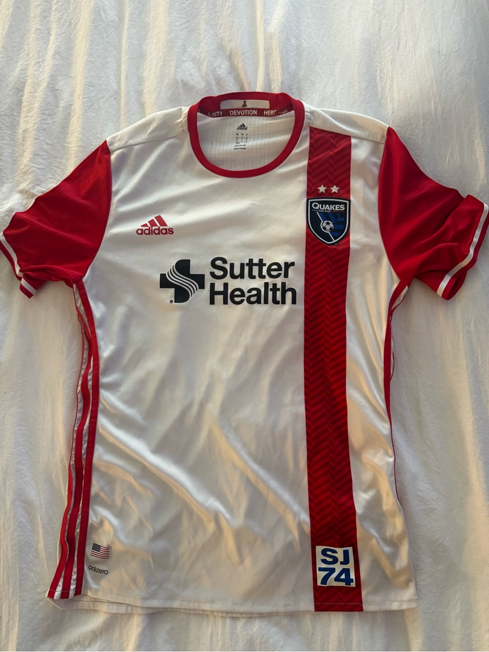 adidas Men’s White & Red San Jose Quakes Soccer Jersey